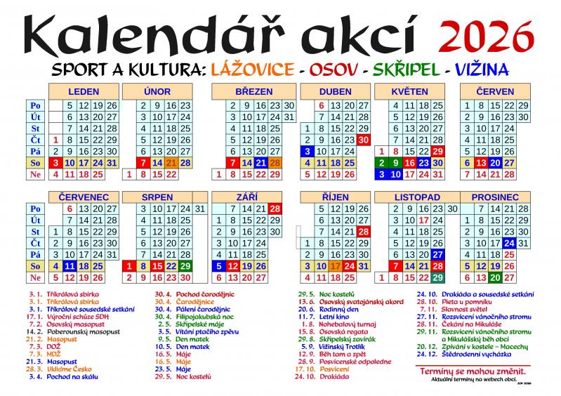 Kalend&aacute;ř akc&iacute; na rok 2026